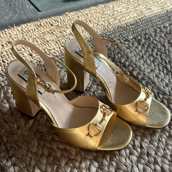 Gucci Gold Heels - Picture 1 of 4